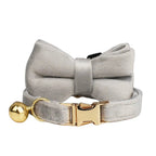 Petspuff Personalised Cat Collar with Bow & Bell – Engraved ID Tag, Harness & Lead Set