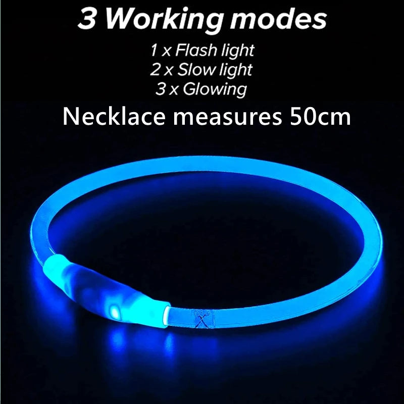 Petspuff USB Rechargeable LED Dog Collar – Glow Safety Light for Night Walks | Cut to Fit