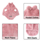 Petspuff Bunny Ears Hooded Dog Coat – Soft Winter Fleece with D-Ring | Small Dogs & Cats