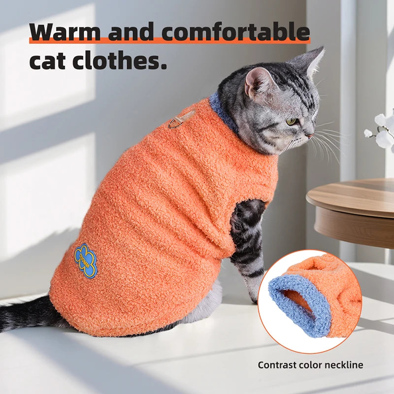 Petspuff Plush Cat & Dog Vest with D-Ring – Warm Winter Jumper | Cats, Kittens & Small Dogs
