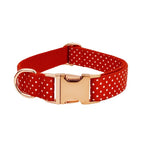 Petspuff Personalised Polka Dot Dog Collar & Lead Set – Engraved Name Tag, Bow & Harness - Petspuff
