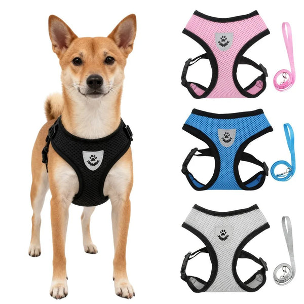 Petspuff Air Mesh Harness & Lead Set – Reflective Breathable Vest Harness | Small Dogs & Cats