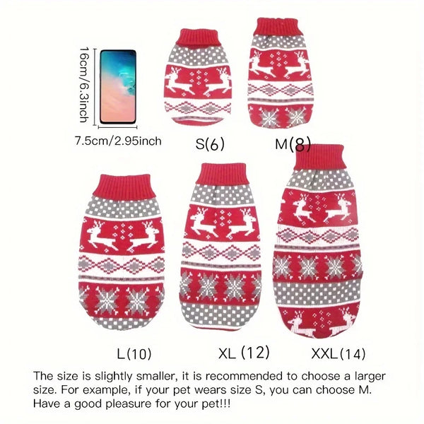 Petspuff Christmas Dog Jumper – Fair Isle Reindeer Knit | Small Dogs & Cats