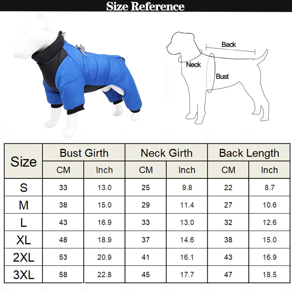 Petspuff Waterproof Padded Dog Jumpsuit – Warm Winter Coat with High Collar | Small & Medium Dogs