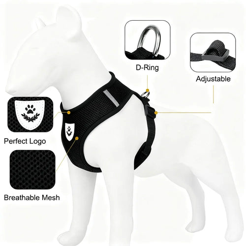 Petspuff Air Mesh Harness & Lead Set – Reflective Breathable Vest Harness | Small Dogs & Cats