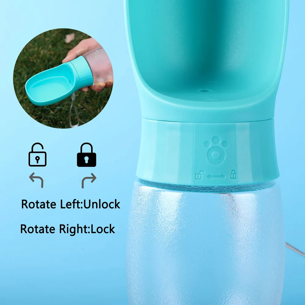 Petspuff Portable Dog Water Bottle with Feeder – 300ml / 500ml Leakproof | Dogs & Cats