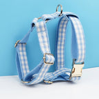 Petspuff Personalised Plaid Dog Collar, Harness & Lead Set – Engraved Name Tag & Bow | Style 29
