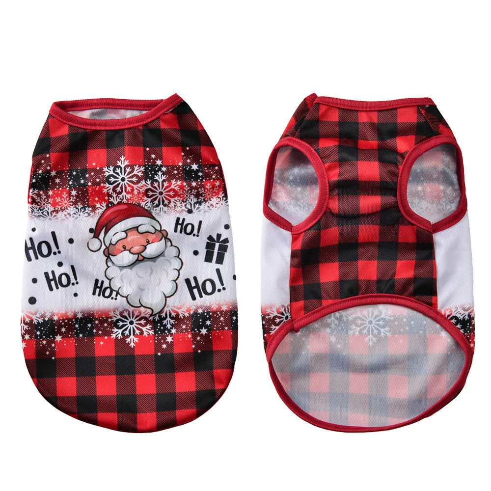 Petspuff Christmas Dog Vest – Festive Santa Print T-Shirt | Small Dogs & Cats