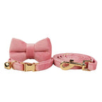 Petspuff Personalised Bow Cat Collar & Lead with Bell – Engraved ID Tag | 7 Colours