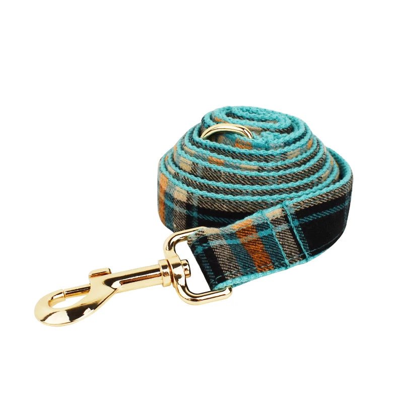 Petspuff Plaid Dog Collar, Harness & Lead Set with Bow – 4-Piece Walking Set | XS–XL