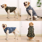 Petspuff Camouflage Fleece Dog Jacket – Windproof Winter Coat with D-Ring | Large Dogs