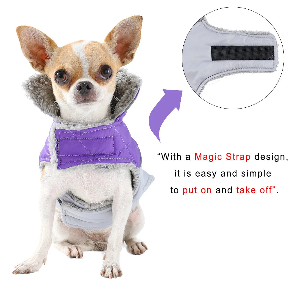 Petspuff Reflective Plaid Fleece Dog Coat – Waterproof High-Neck Jacket | Small to Large Dogs