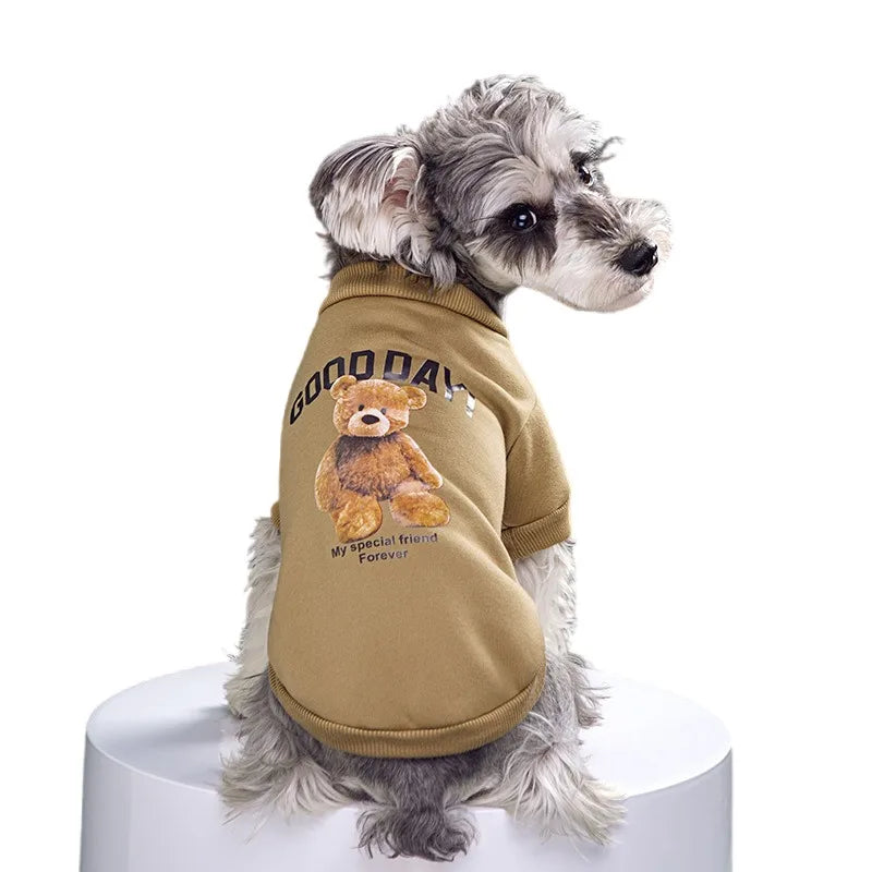 Petspuff Bear Pattern Fleece Dog Coat – Cute Winter Jacket | Small & Medium Dogs and Cats