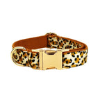 Petspuff Personalised Leopard Print Dog Collar & Lead Set – Engraved Name Tag, Harness & Poop Bag Holder