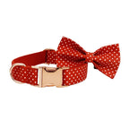 Petspuff Personalised Polka Dot Dog Collar & Lead Set – Engraved Name Tag, Bow & Harness - Petspuff