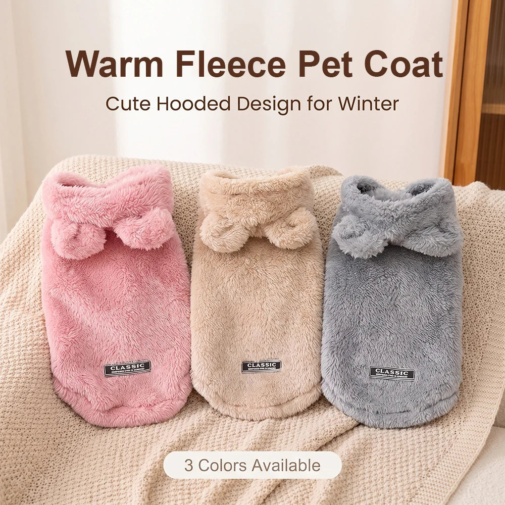 Petspuff Plush Hooded Dog Hoodie – Cosy Fleece Jumper | Small Dogs & Cats