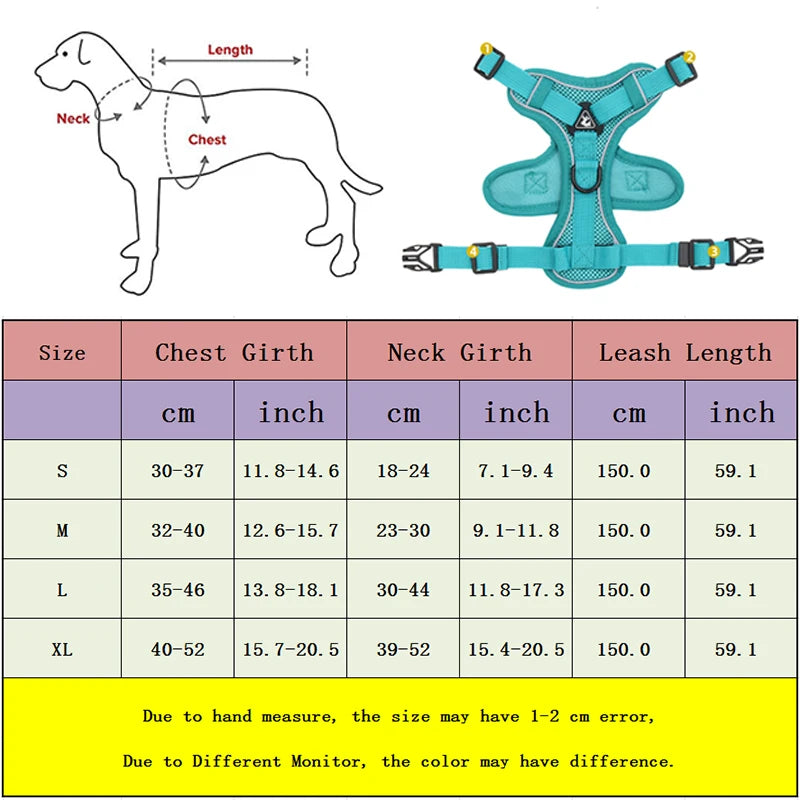 Petspuff Reflective Dog Harness & Lead Set – Adjustable Padded Vest | Small & Medium Dogs and Cats