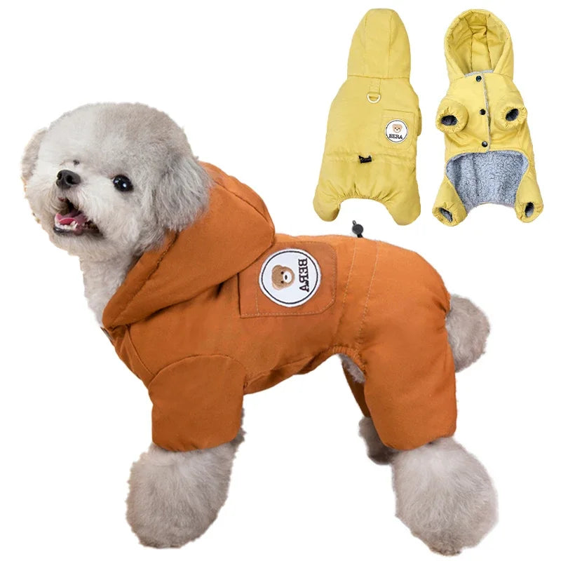 Petspuff Windproof Fleece Dog Overalls with Lead Ring – Winter Jumpsuit | Small Dogs