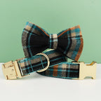 Petspuff Plaid Dog Collar, Harness & Lead Set with Bow – 4-Piece Walking Set | XS–XL