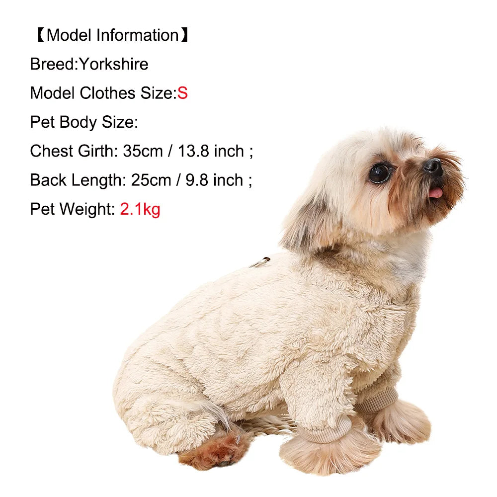 Petspuff Cosy Stretch Fleece Dog Jumpsuit – Winter Onesie with D-Ring | Small Dogs & Cats