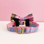 Petspuff Personalised Plaid Cat Collar with Bow Tie – Adjustable Safety Buckle & Name Tag