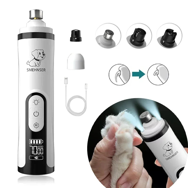 Petspuff Electric Pet Nail Grinder with LED Light – USB Rechargeable Trimmer | Dogs & Cats