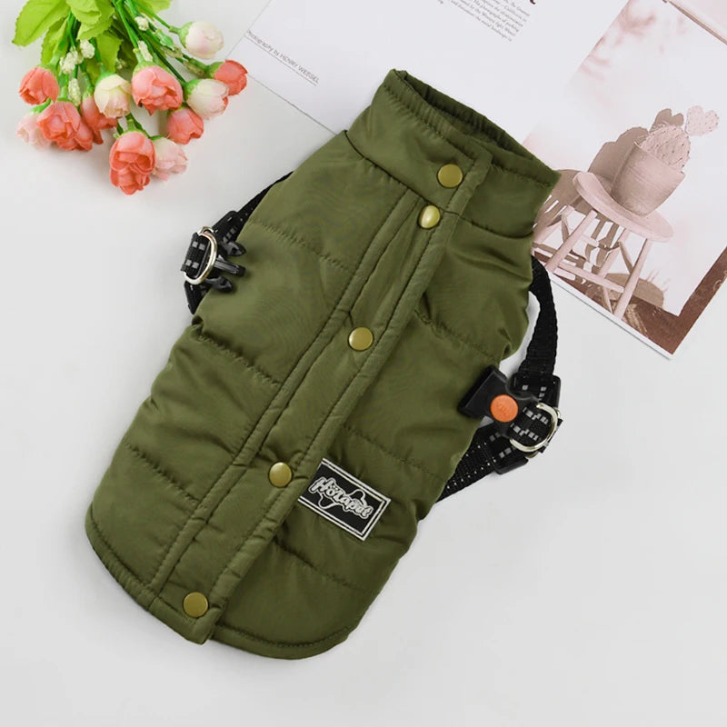 Petspuff Dog Jacket with Built-In Harness – Windproof Fleece Coat | Small Dogs & Cats