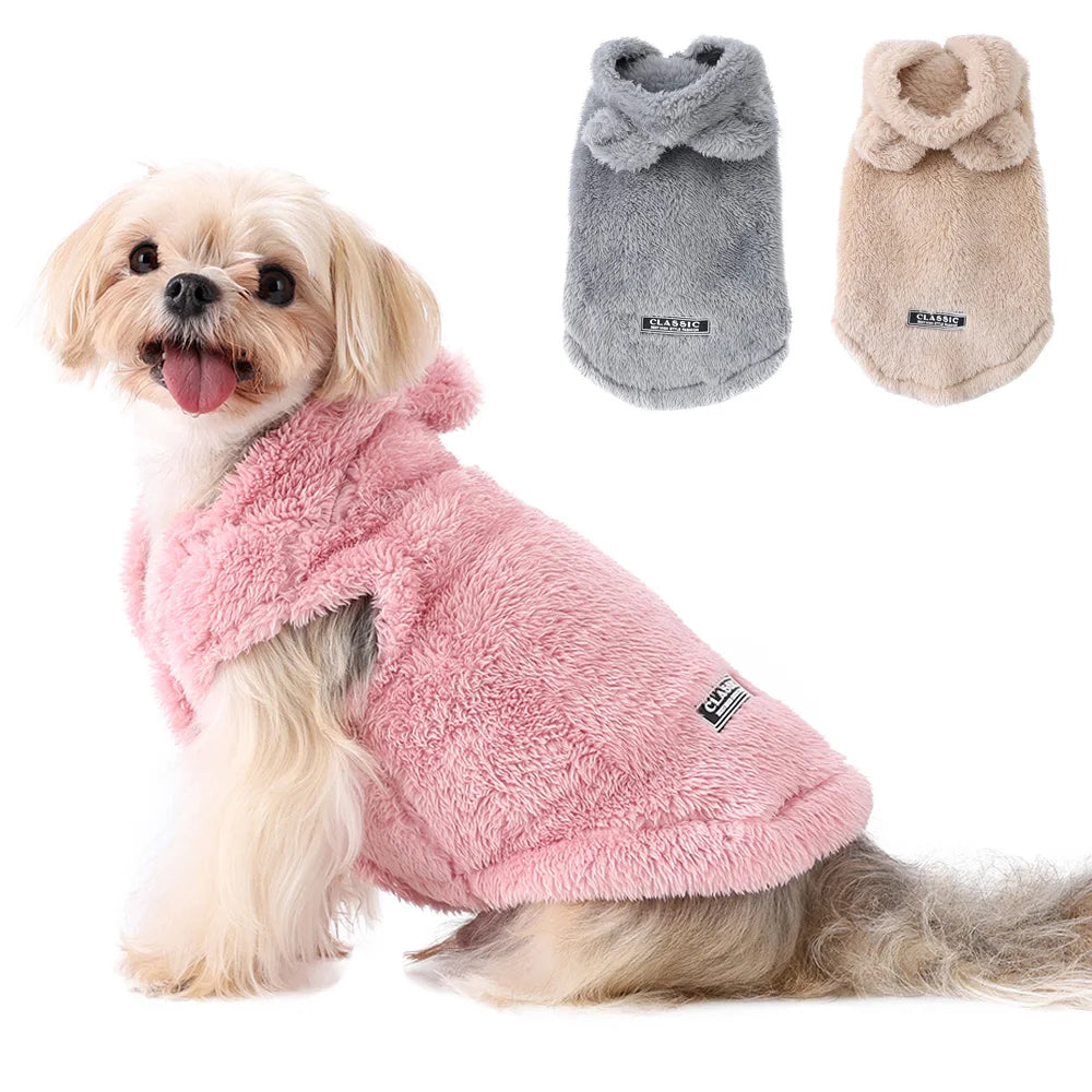 Petspuff Bunny Ears Hooded Dog Coat – Soft Winter Fleece with D-Ring | Small Dogs & Cats