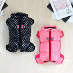 Petspuff Polka Dot Fleece Dog Jumpsuit – Windproof Zip Coat with D-Ring | Small Dogs