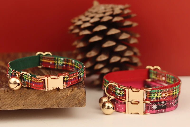 Petspuff Christmas Cat Collar with Bell & Bow – Festive Braided Kitten Collar | 2 Sizes