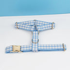 Petspuff Personalised Plaid Dog Collar, Harness & Lead Set – Engraved Name Tag & Bow | Style 29