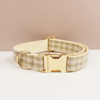 Petspuff Personalised Plaid Dog Collar, Harness & Lead Set – Engraved Name Tag & Bow | Style 23