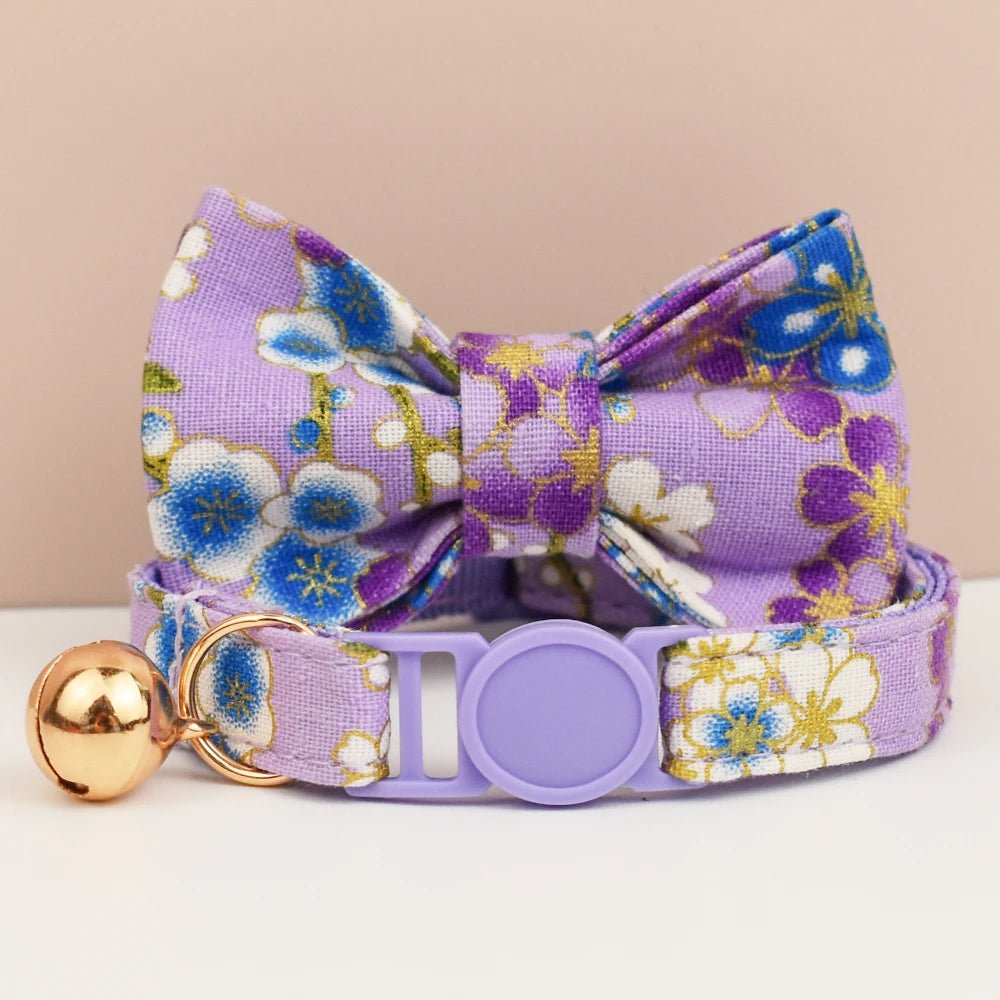 Petspuff Adjustable Cat Collar with Bow & Safety Buckle – Anti-Choke Kitten Collar | 12 Colours - Petspuff