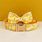 Petspuff Personalised Fruit & Animal Print Bow Tie Dog Collar & Lead – Engraved Name Tag | 8 Designs - Petspuff