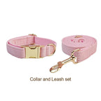 Petspuff Personalised Pink Corduroy Dog Collar & Lead Set – Engraved Name Tag, Bow & Harness