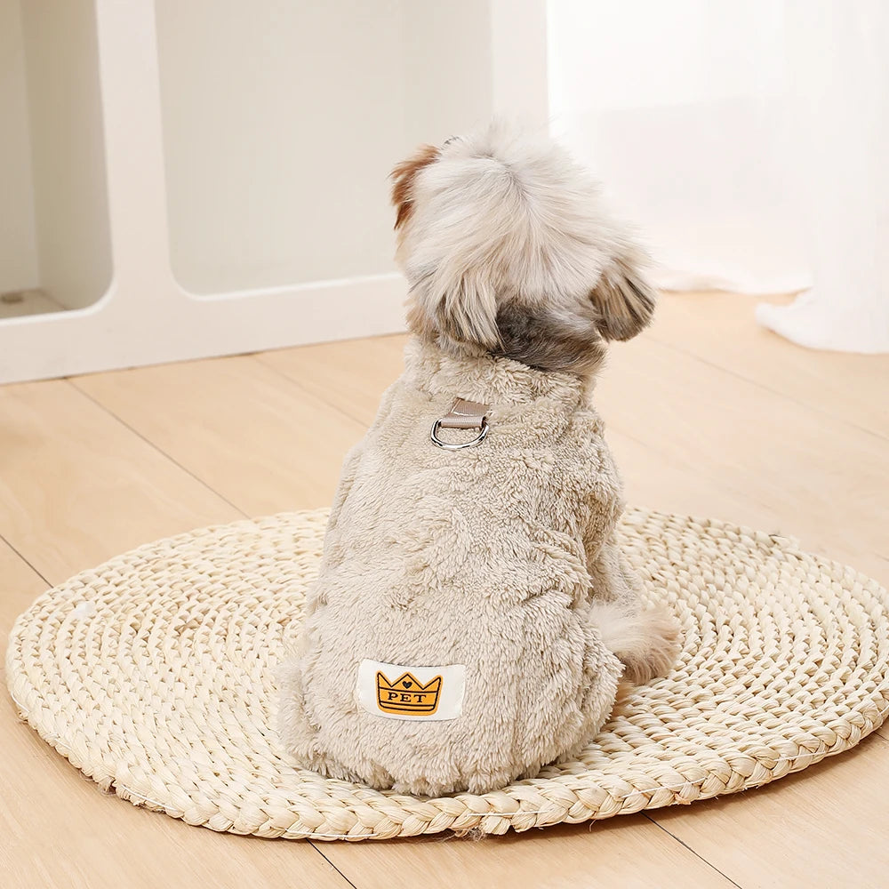 Petspuff Cosy Stretch Fleece Dog Jumpsuit – Winter Onesie with D-Ring | Small Dogs & Cats