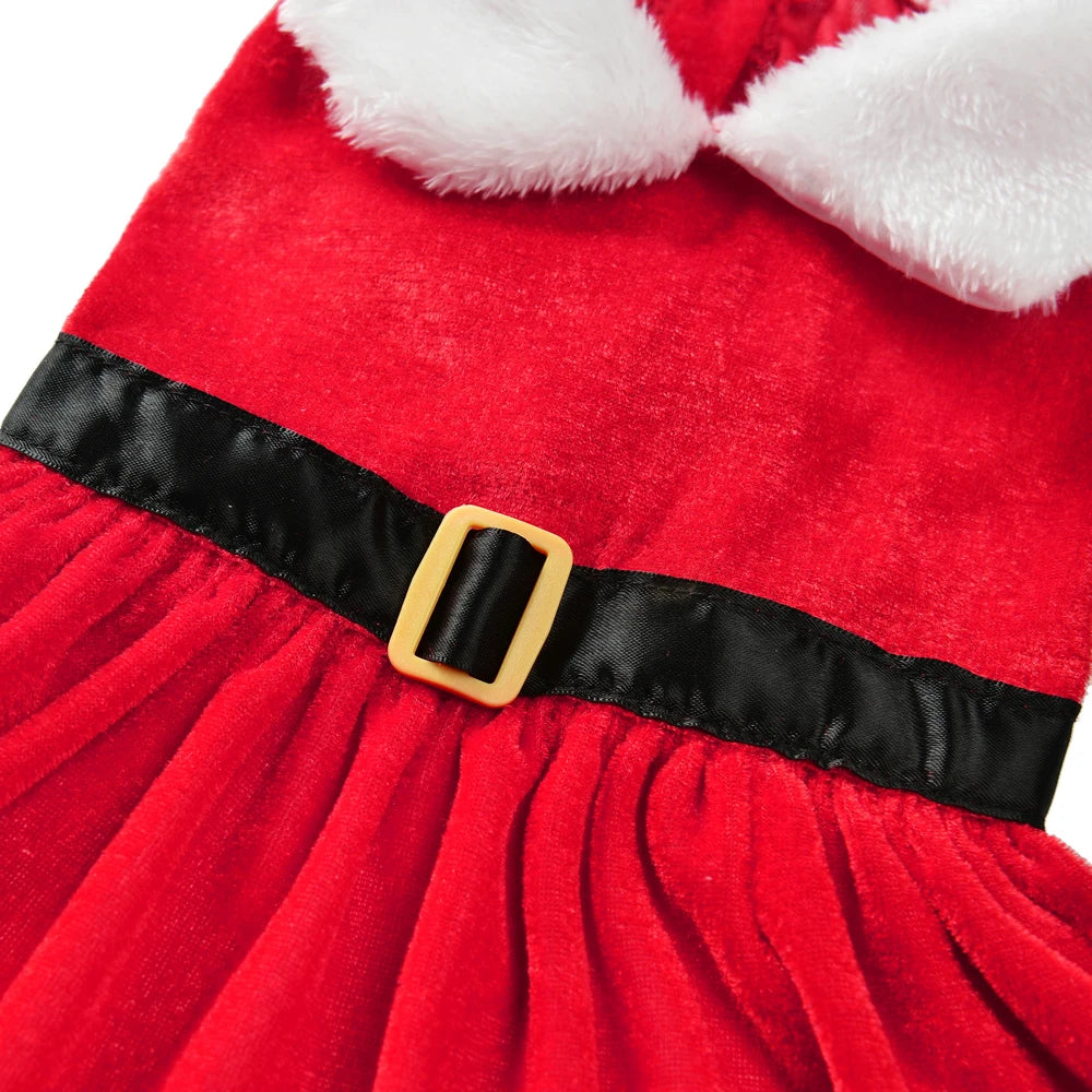 Petspuff Santa Dog Dress – Red Velvet Christmas Costume | Small Dogs & Cats
