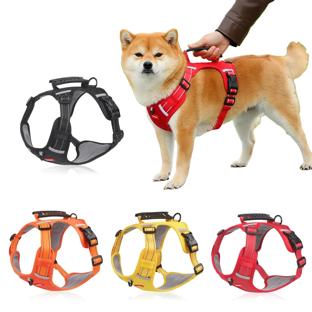 Petspuff Tactical No-Pull Dog Harness – Reflective Vest with Handle & Poop Bag Holder | Small to Large Dogs