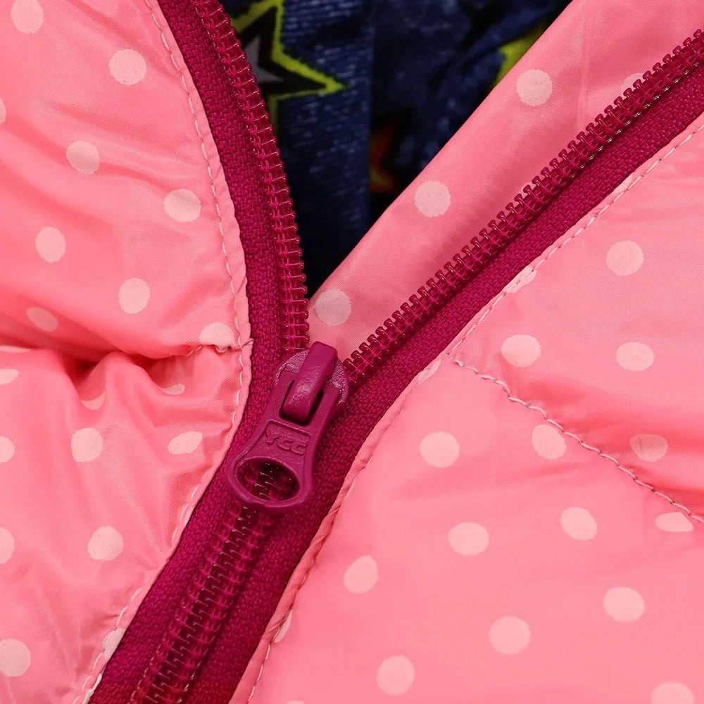 Petspuff Polka Dot Fleece Dog Jumpsuit – Windproof Zip Coat with D-Ring | Small Dogs
