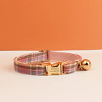 Petspuff Personalised Plaid Cat Collar with Bow Tie – Adjustable Safety Buckle & Name Tag