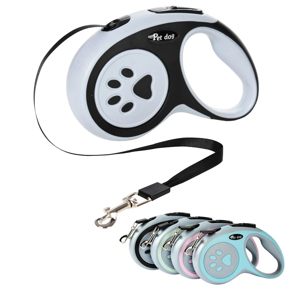 Petspuff Paw Print Extending Dog Lead – 3m / 5m Quick-Lock Lead | Small Dogs & Cats
