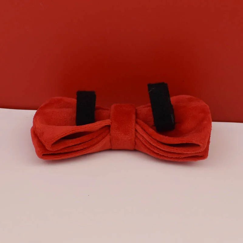 Petspuff Personalised Red Velvet Dog Collar & Lead Set – Engraved Name Tag, Bow & Harness - Petspuff