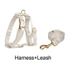 Petspuff Personalised Printed Dog Collar & Lead Set – Engraved Name Tag, Bow & Harness