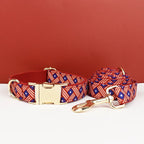 Petspuff Flag Print Cotton Dog Collar, Harness & Lead Set with Bow – XS–XL