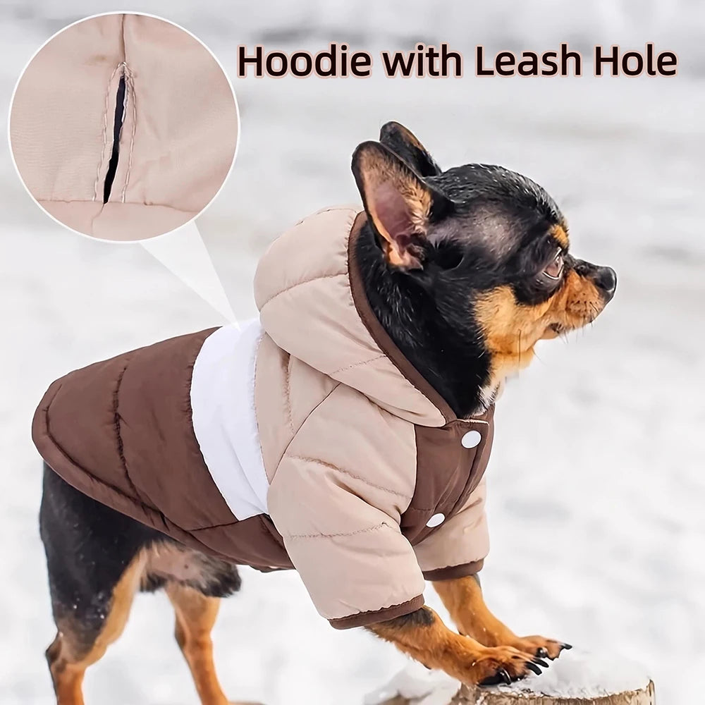 Petspuff Hooded Padded Dog Jacket – Warm Winter Coat with Lead Hole | Small & Medium Dogs