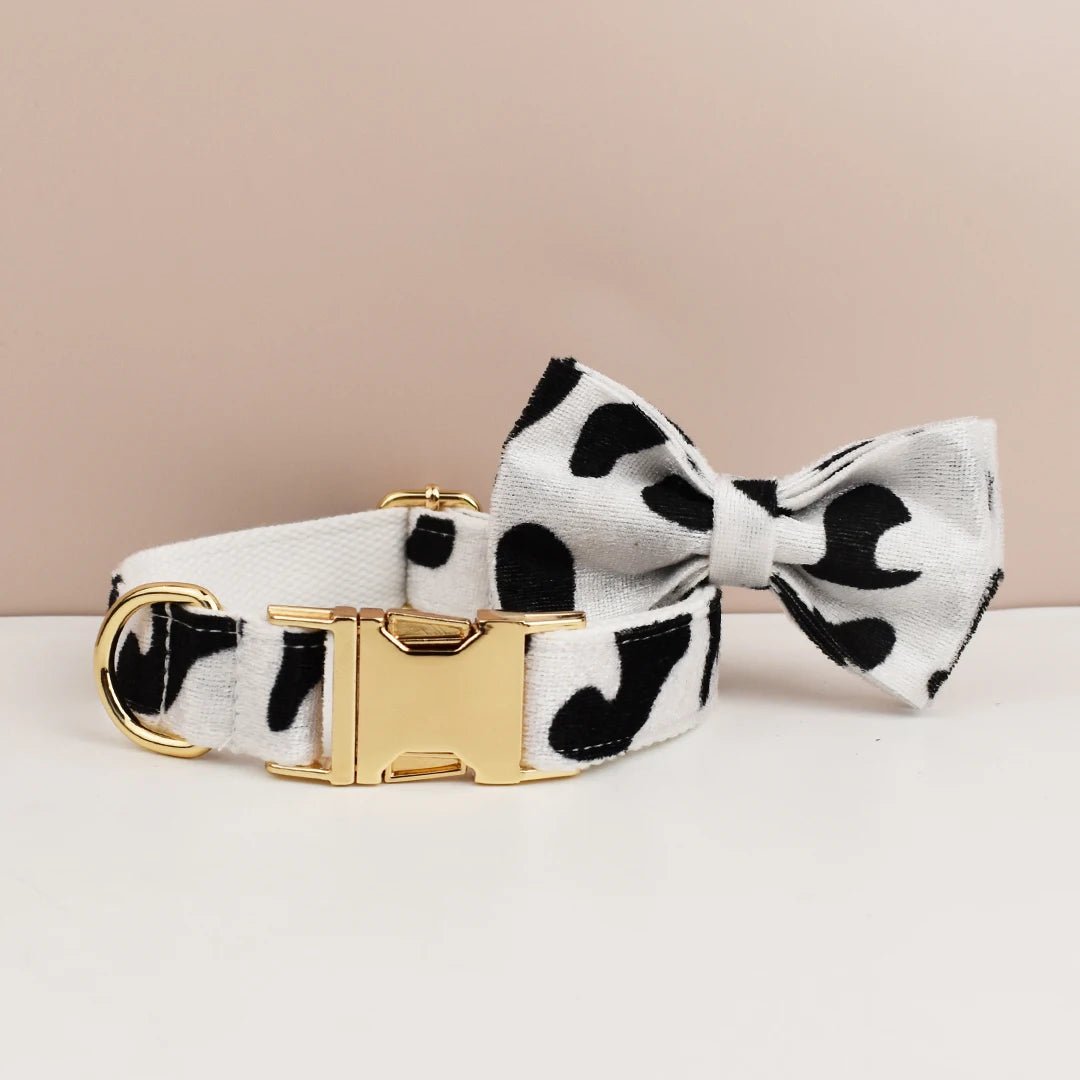 Petspuff Personalised Fruit & Animal Print Bow Tie Dog Collar & Lead – Engraved Name Tag | 8 Designs - Petspuff