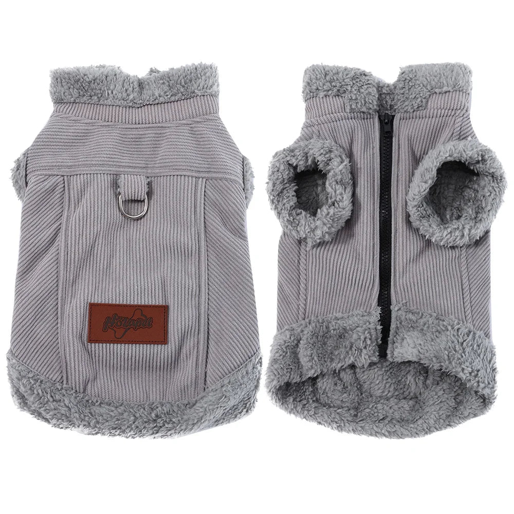 Petspuff Thick Fleece Dog Jacket – Windproof Winter Coat with D-Ring | Small Dogs & Cats