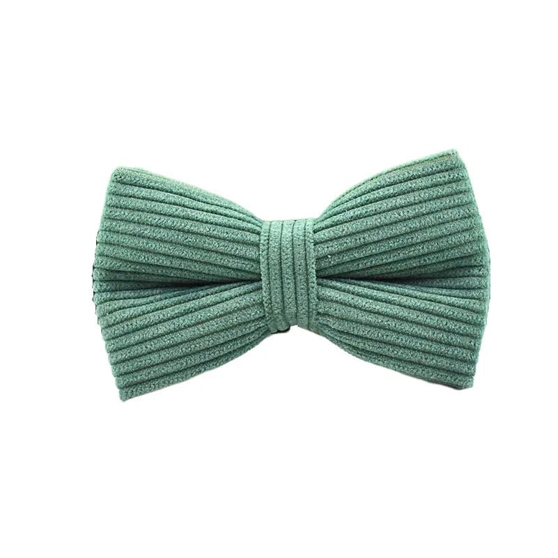 Petspuff Personalised Dark Green Corduroy Dog Collar & Lead Set – Engraved Name Tag, Bow & Harness - Petspuff