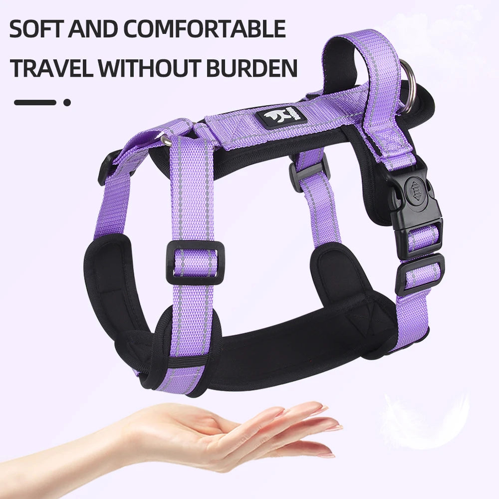 Petspuff Neoprene Padded Dog Harness with Handle – Reflective Vest | Small to Large Dogs