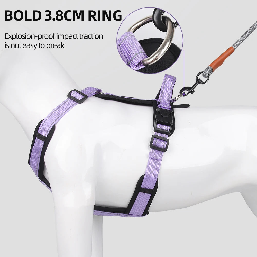 Petspuff Neoprene Padded Dog Harness with Handle – Reflective Vest | Small to Large Dogs